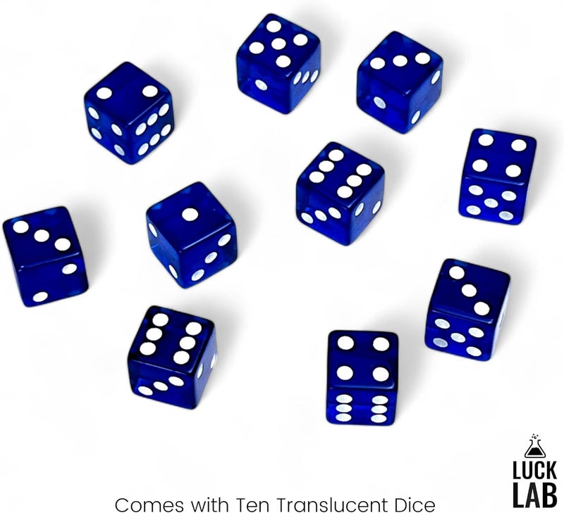 Luck Lab 10 Piece 19 mm Dice Pack - Acrylic and Translucent D6 Dice, Square w/Rounded Edge for Casino, Craps, RPG MTG DND Dice Table Games and Board Games (Blue) - Image 2